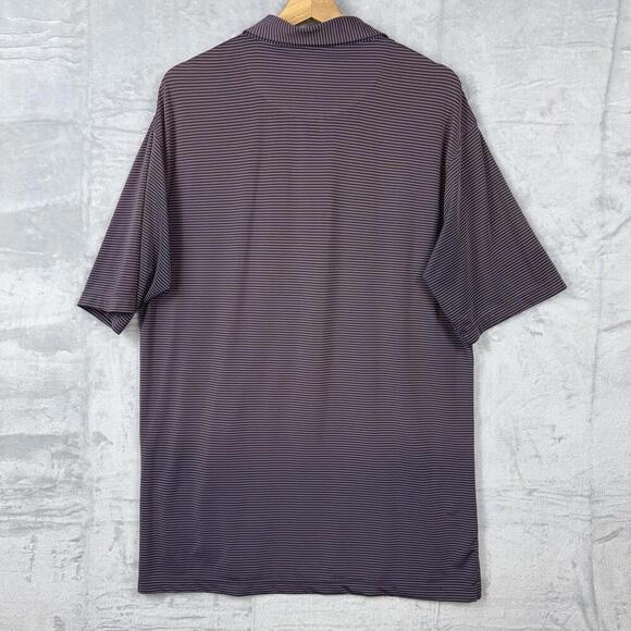 Horn Legend Performance Polo Shirt Men L Purple Stripe Torrey Pines Golf Stretch - Picture 3 of 11
